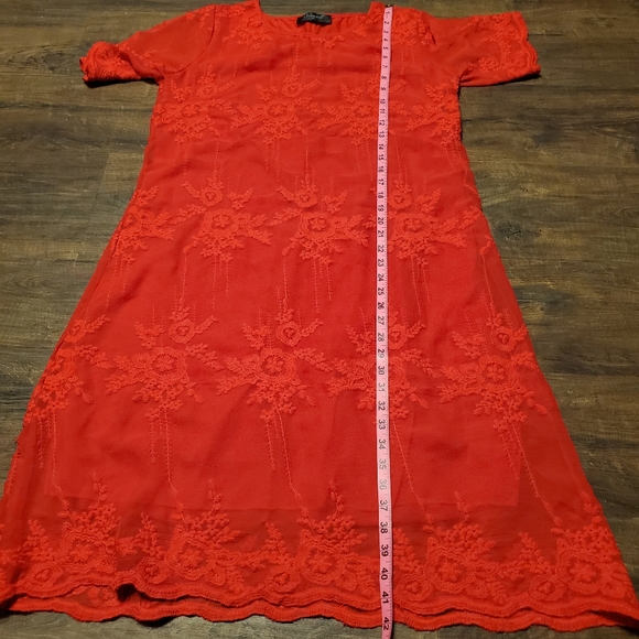 Womens XL Red Sheer Knit Dress - Picture 4 of 4